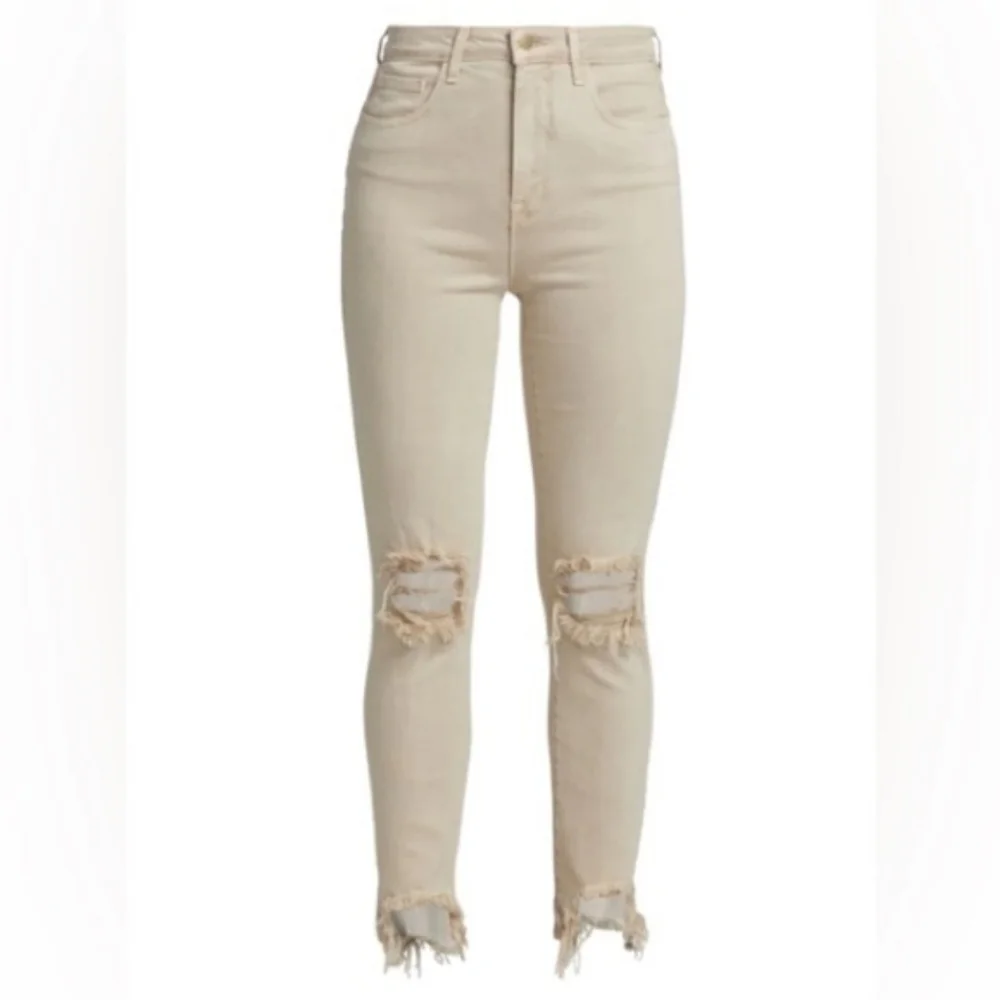 L’Agence High Line Skinny Jeans High Rise Biscuit Destruct